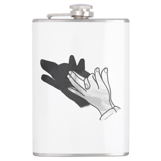 Hand Silhouette Wolf Flask (Front)