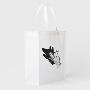 Hand Silhouette Wolf Grocery Bag