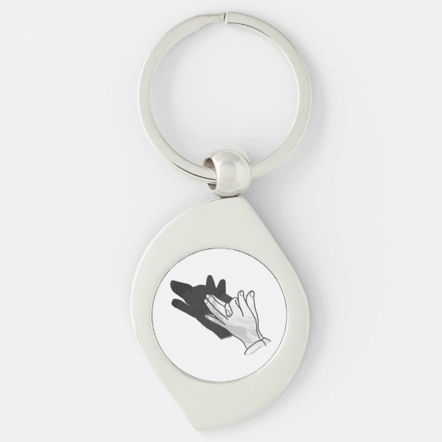 Hand Silhouette Wolf Keychain (Front)
