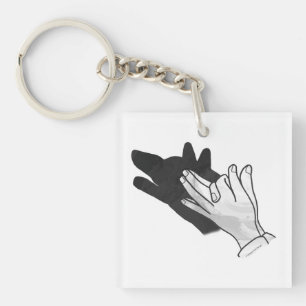 Hand Silhouette Wolf Keychain