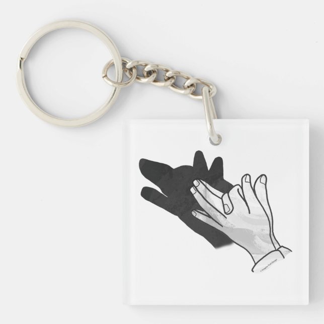 Hand Silhouette Wolf Keychain (Front)