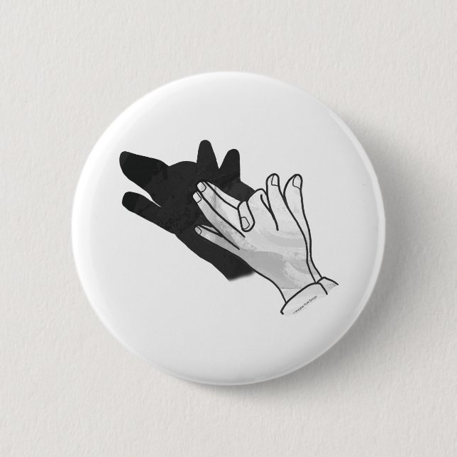 Hand Silhouette Wolf Pinback Button (Front)