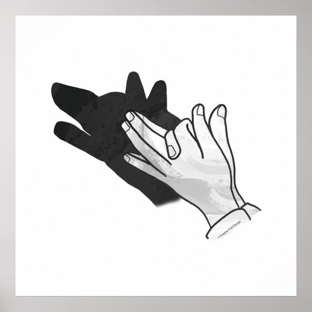 Hand Silhouette Wolf Poster (Front)