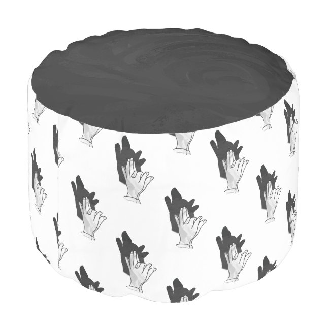 Hand Silhouette Wolf Pouf (Angled Back)