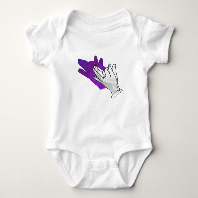 Hand Silhouette Wolf Purple Baby Bodysuit (Front)