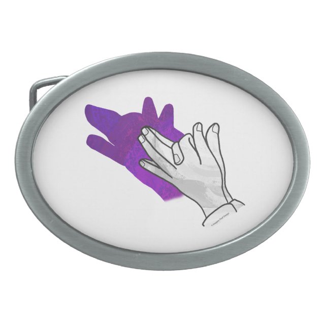 Hand Silhouette Wolf Purple Belt Buckle (Front)