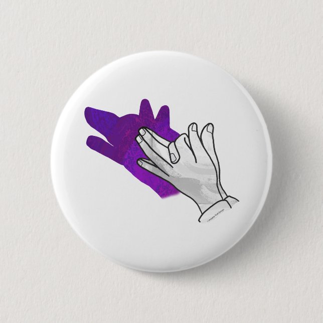 Hand Silhouette Wolf Purple Button (Front)