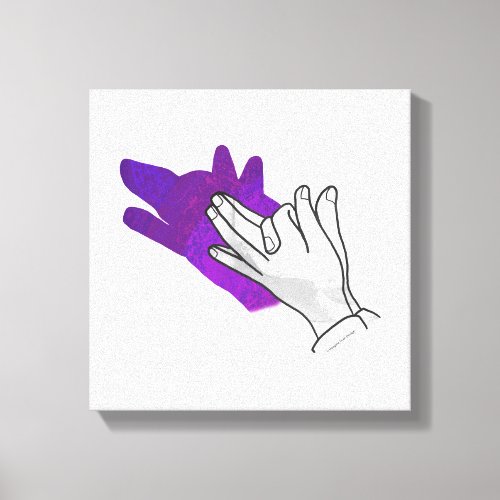 Hand Silhouette Wolf Purple Canvas Print