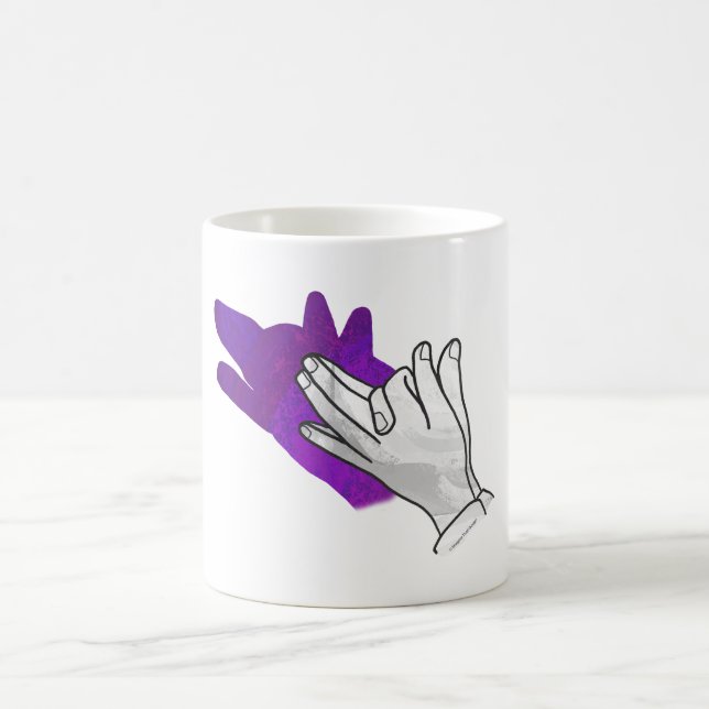 Hand Silhouette Wolf Purple Coffee Mug (Center)