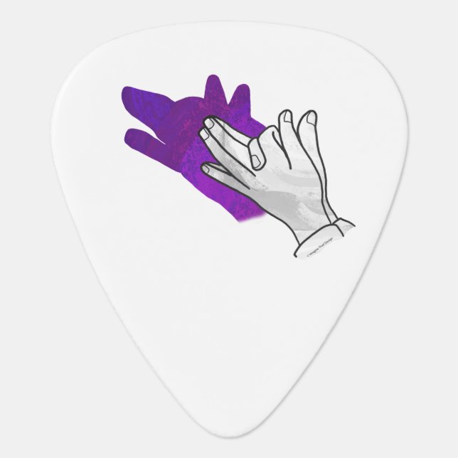 Hand Silhouette Wolf Purple Guitar Pick (Front)