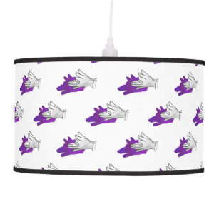 Hand Silhouette Wolf Purple Hanging Lamp