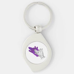 Hand Silhouette Wolf Purple Keychain