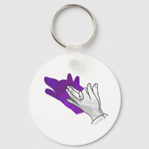 Hand Silhouette Wolf Purple Keychain