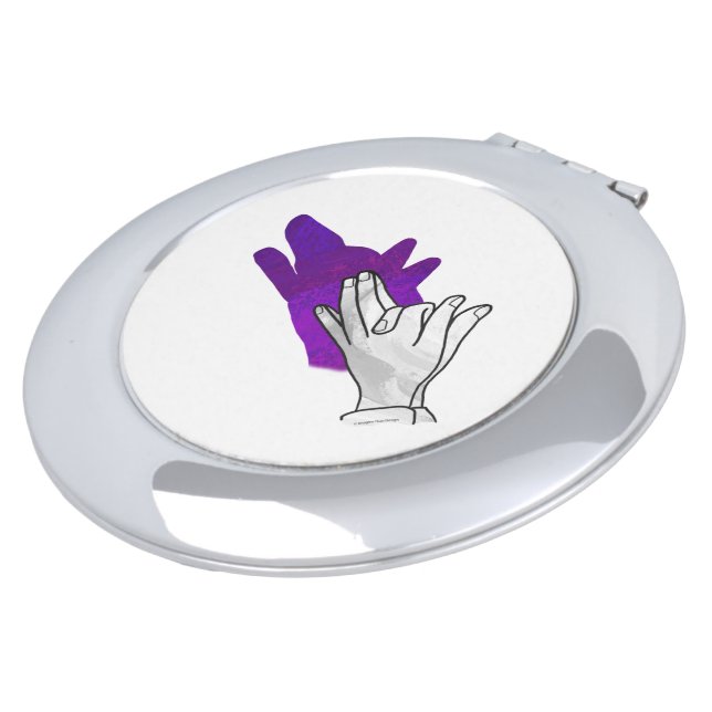 Hand Silhouette Wolf Purple Makeup Mirror (Turned)
