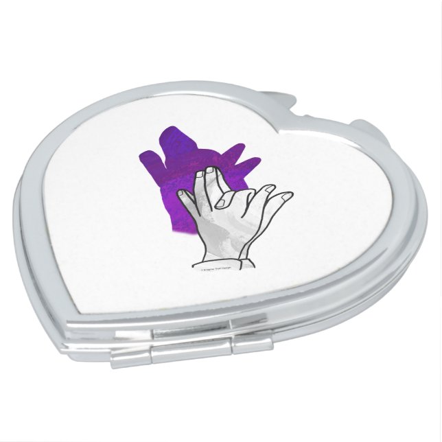 Hand Silhouette Wolf Purple Makeup Mirror (Turned)