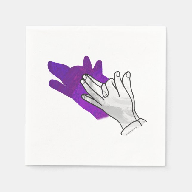 Hand Silhouette Wolf Purple Paper Napkins (Front)