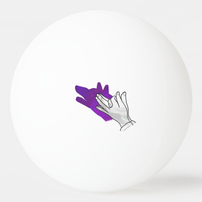 Hand Silhouette Wolf Purple Ping-Pong Ball (Back)
