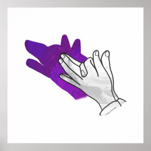 Hand Silhouette Wolf Purple Poster
