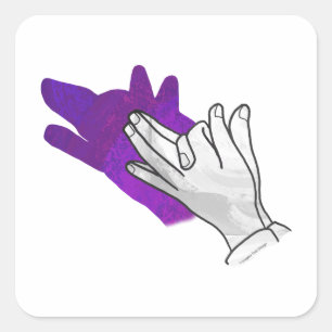 Hand Silhouette Wolf Purple Square Sticker