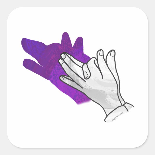 Hand Silhouette Wolf Purple Square Sticker (Front)