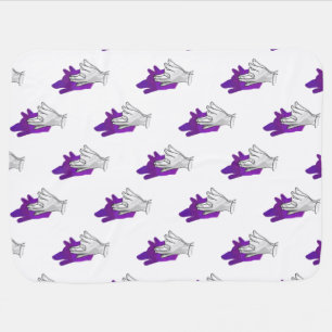 Hand Silhouette Wolf Purple Swaddle Blanket