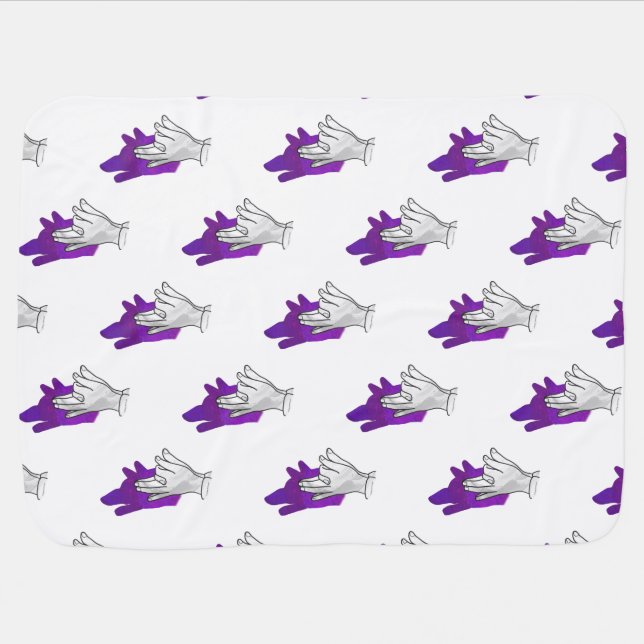 Hand Silhouette Wolf Purple Swaddle Blanket (Horizontal)