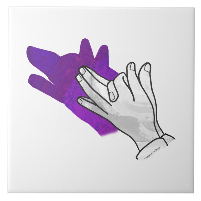 Hand Silhouette Wolf Purple Tile (Front)