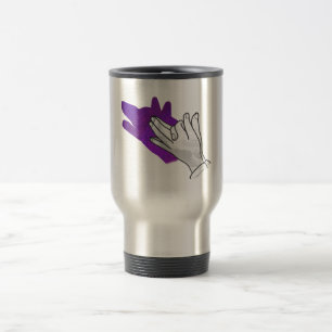 Hand Silhouette Wolf Purple Travel Mug