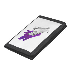 Hand Silhouette Wolf Purple Trifold Wallet