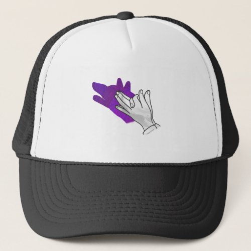 Hand Silhouette Wolf Purple Trucker Hat