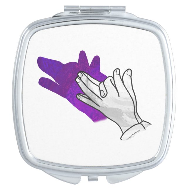 Hand Silhouette Wolf Purple Vanity Mirror (Front)