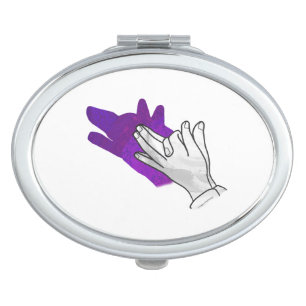 Hand Silhouette Wolf Purple Vanity Mirror