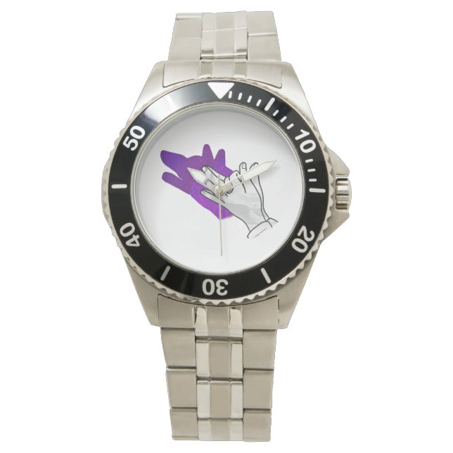 Hand Silhouette Wolf Purple Watch (Front)