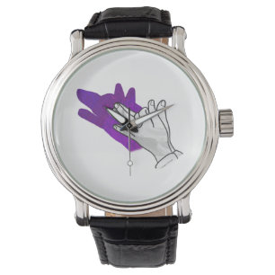 Hand Silhouette Wolf Purple Watch