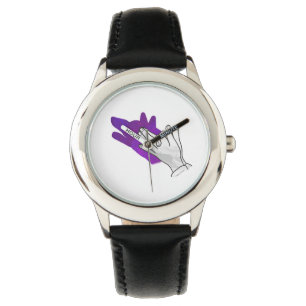 Hand Silhouette Wolf Purple Watch