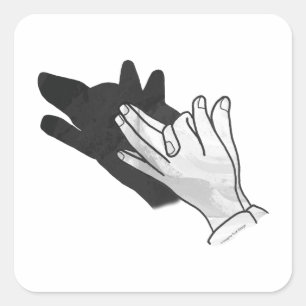 Hand Silhouette Wolf Square Sticker