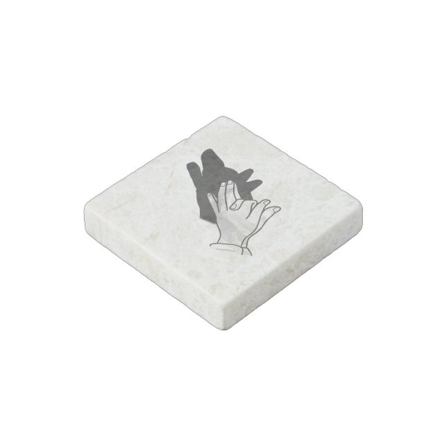 Hand Silhouette Wolf Stone Magnet (Angled)