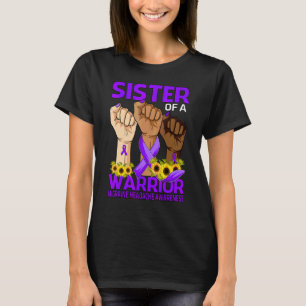 Hand Sister Of A Warrior Migraine Headache Awarene T-Shirt