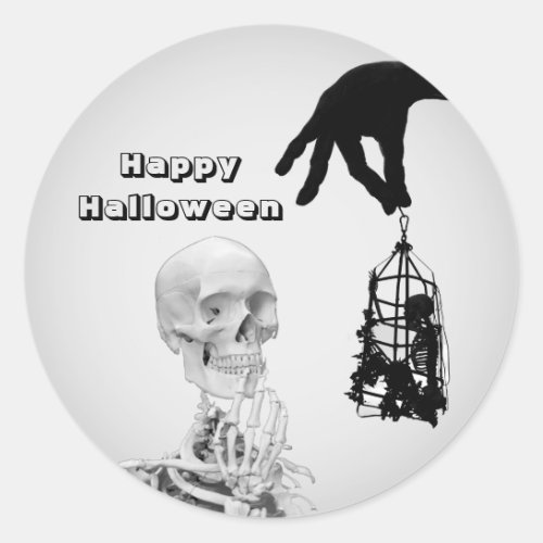 Hand Skeleton Halloween Classic Round Sticker