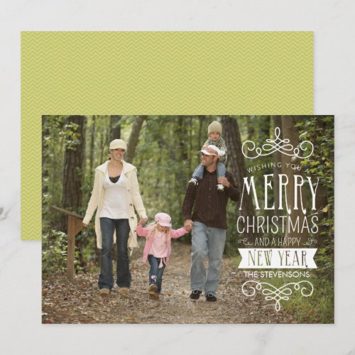 Hand Sketched Banner Holiday Photo Greeting Card