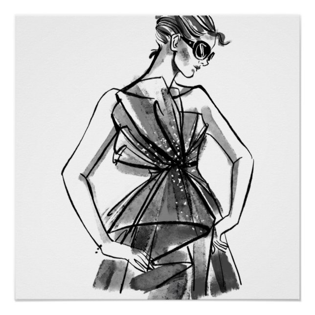 Hand Sketched Couture Fashion Poster (Front)
