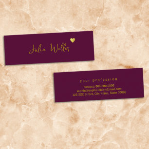Hand Sketched Name with Heart dark wine Mini Business Card