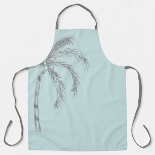 Hand sketched Palm tree with fronds blackand white Apron