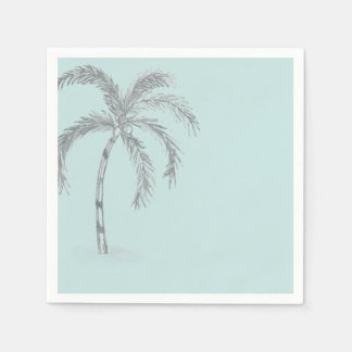 Hand sketched Palm tree with fronds blackand white Napkins