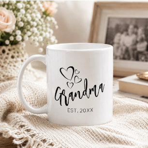 Hand Sketched Script Grandma Year Established Coffee Mug