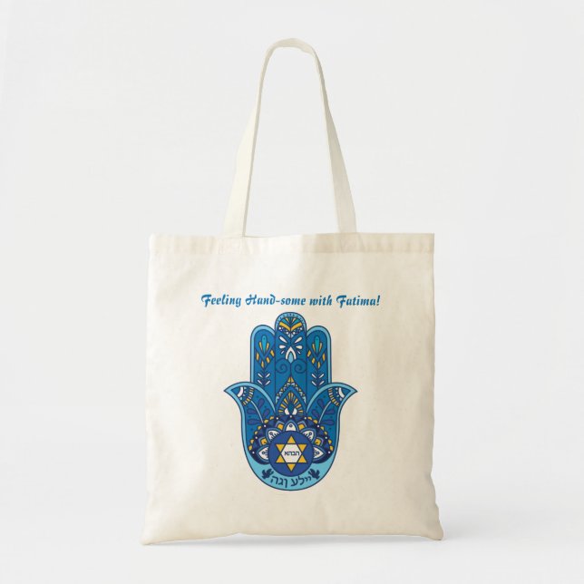 Hand-some Hamsa Tote - custom text Bag (Front)