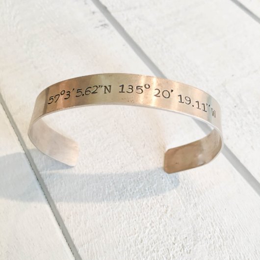 Hand Stamped Sterling Silver Cuff Bracelet (Top)