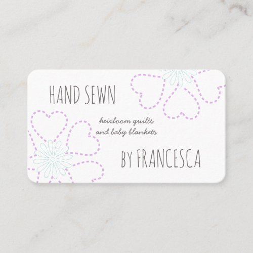 Hand Stitched Flower Seamstress Fabric Artisan  Business Card