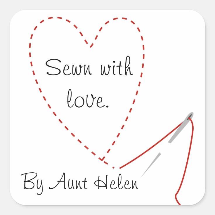 Hand Stitched Heart Sticker Zazzle