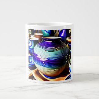 Hand-Thrown Pottery Glaze Artisan Layering Giant Coffee Mug